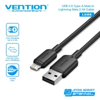 Vention - Kabel USB 2.0 C Male - Lightning Male 2.4A 1M Black LAMBF dan White LAMWF / Kabel Data